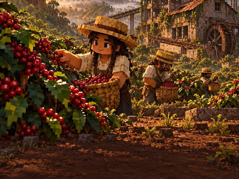 Recolectoras de café con canastos llenos en un cafetal.
